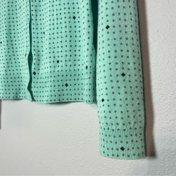 Halogen Mint Green Polka Dot Cashmere Cardigan Sweater Button Up Size Large Flaw - Picture 5 of 11